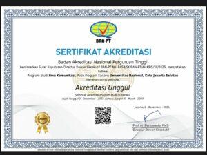 Read more about the article Prodi Ilmu Komunikasi UNAS Raih Akreditasi Unggul dari BAN-PT